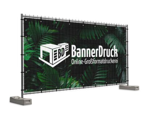 ein Bauzaun mit Bannerdruck.net Logo